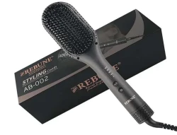 HairREBON AB002 Hot Air Hair Straightener Brush, Negative Ionic Hair Straightener Brush for Smooth, Frizz-Free H